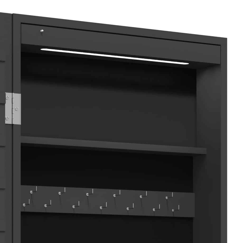Armadio Portagioie a Specchio con Luci LED a Parete Nero | homemem39