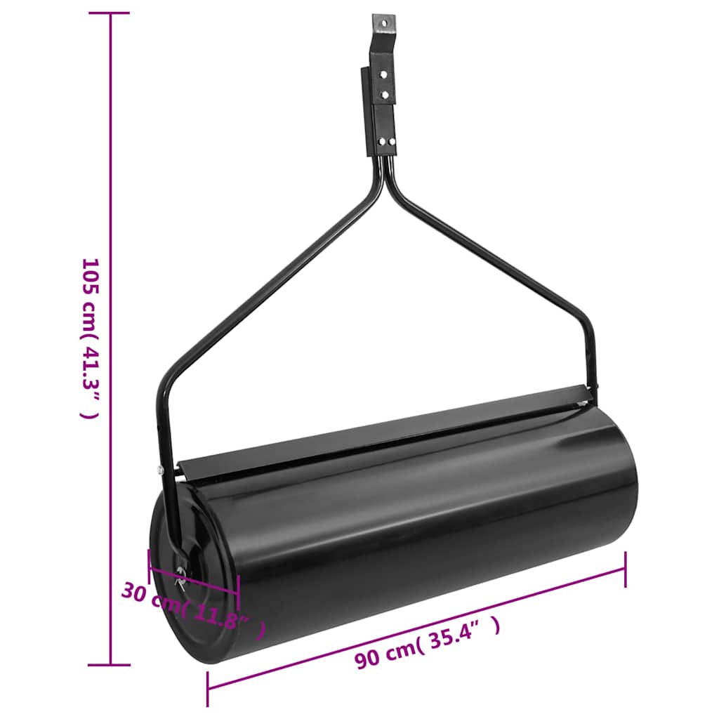 Rullo da Giardino a Spinta Nero 63 L Ferro | homemem39