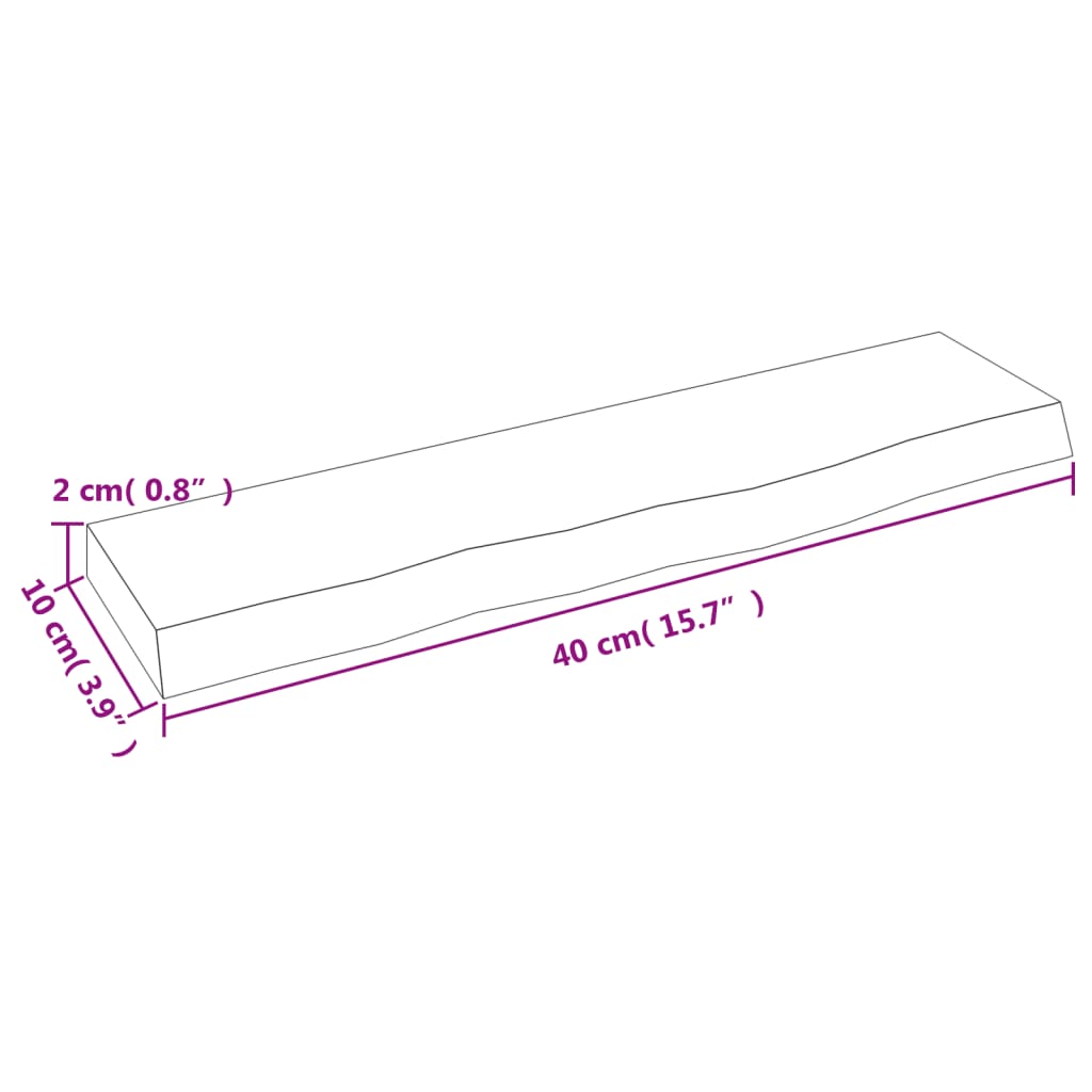 Ripiano a Parete 40x10x2 cm Legno Massello Rovere Non Trattato | homemem39