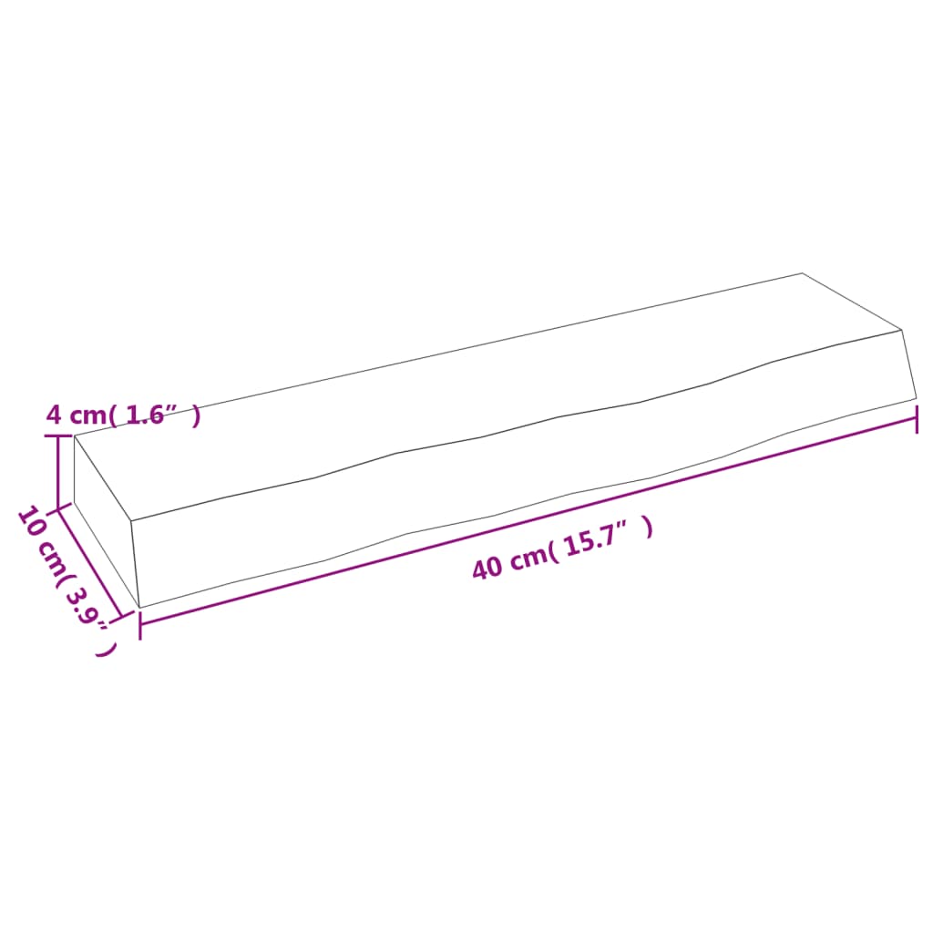 Ripiano a Parete 40x10x4 cm Legno Massello Rovere Non Trattato | homemem39