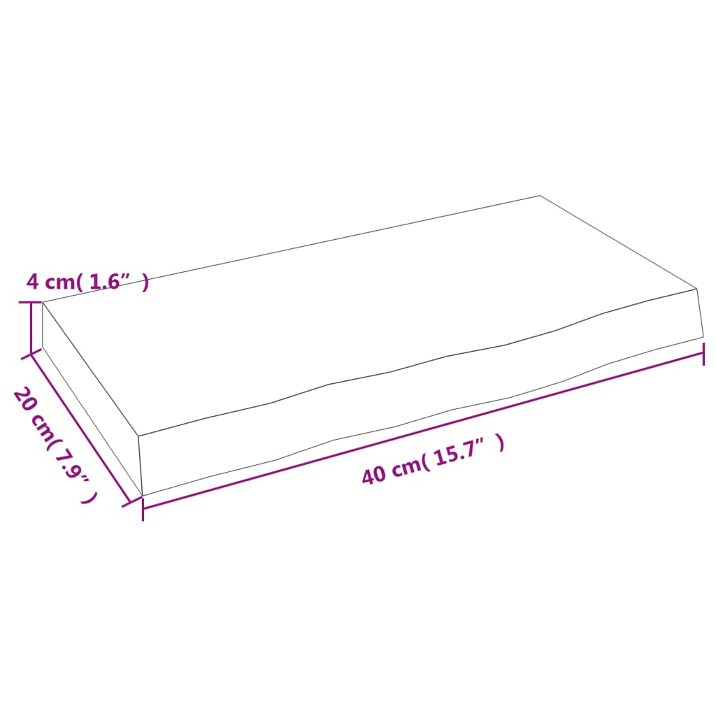 Ripiano a Parete 40x20x4 cm Legno Massello Rovere Non Trattato | homemem39