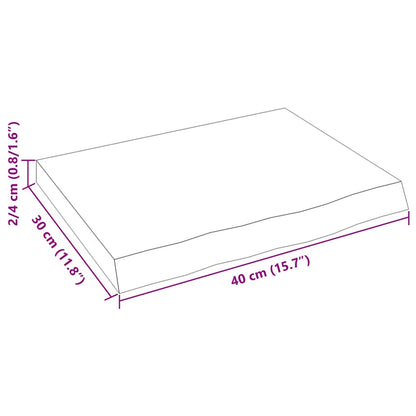 Ripiano a Parete 40x30x(2-4) cm Massello Rovere Non Trattato