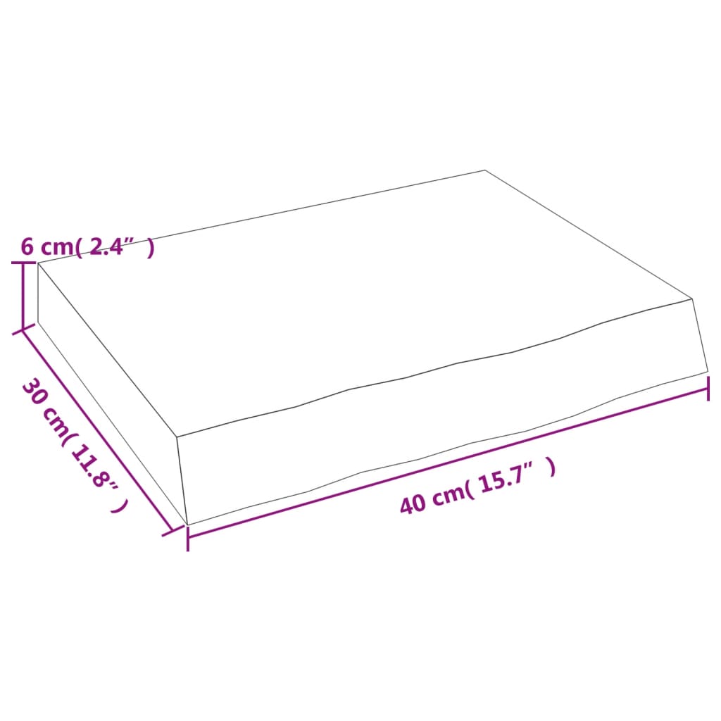 Ripiano a Parete 40x30x(2-6) cm Massello Rovere Non Trattato