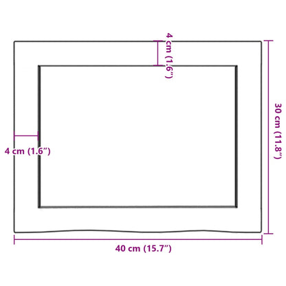 Ripiano a Parete 40x30x(2-6) cm Massello Rovere Non Trattato