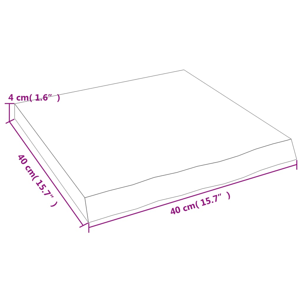 Ripiano a Parete 40x40x(2-4) cm Massello Rovere Non Trattato