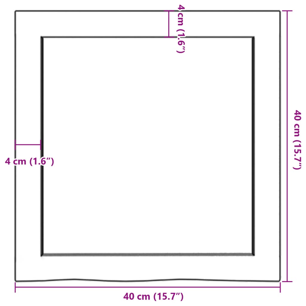 Ripiano a Parete 40x40x(2-4) cm Massello Rovere Non Trattato