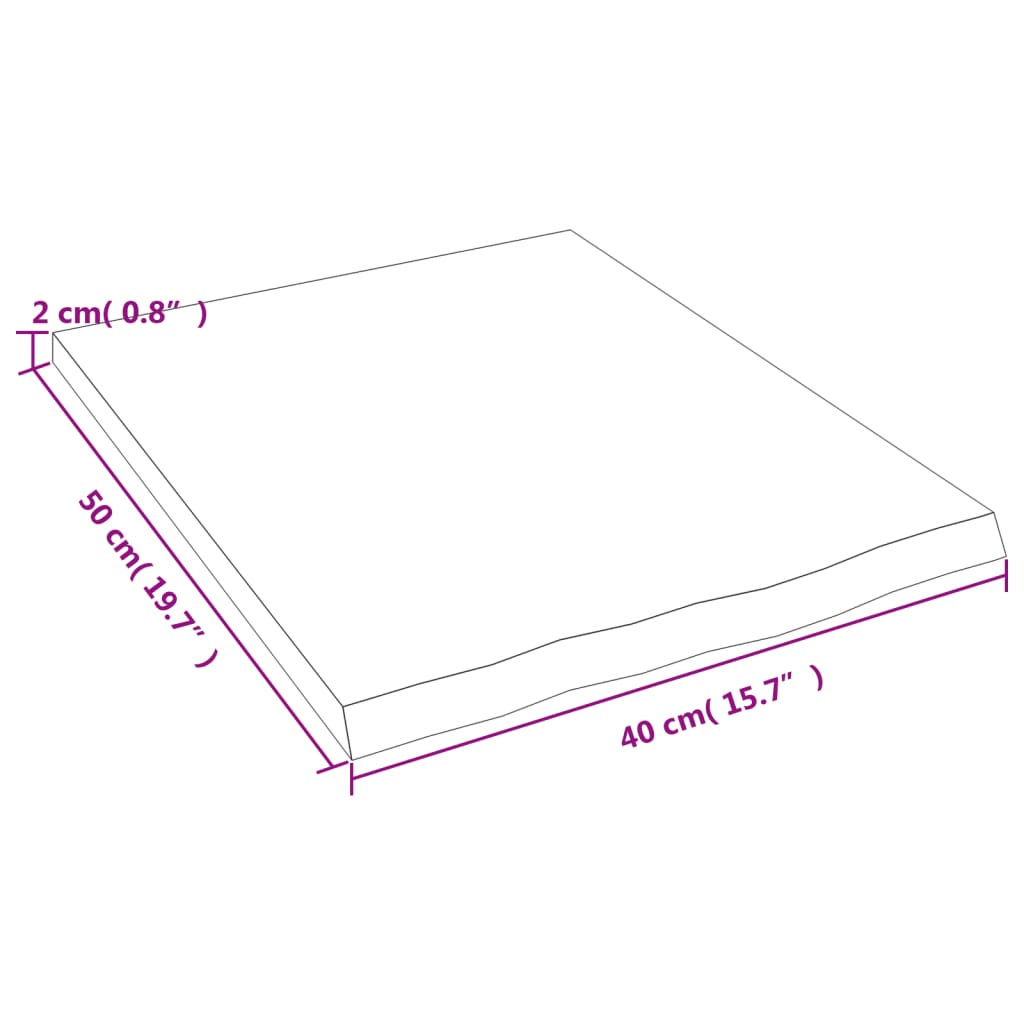 Ripiano a Parete 40x50x2 cm Legno Massello Rovere Non Trattato | homemem39