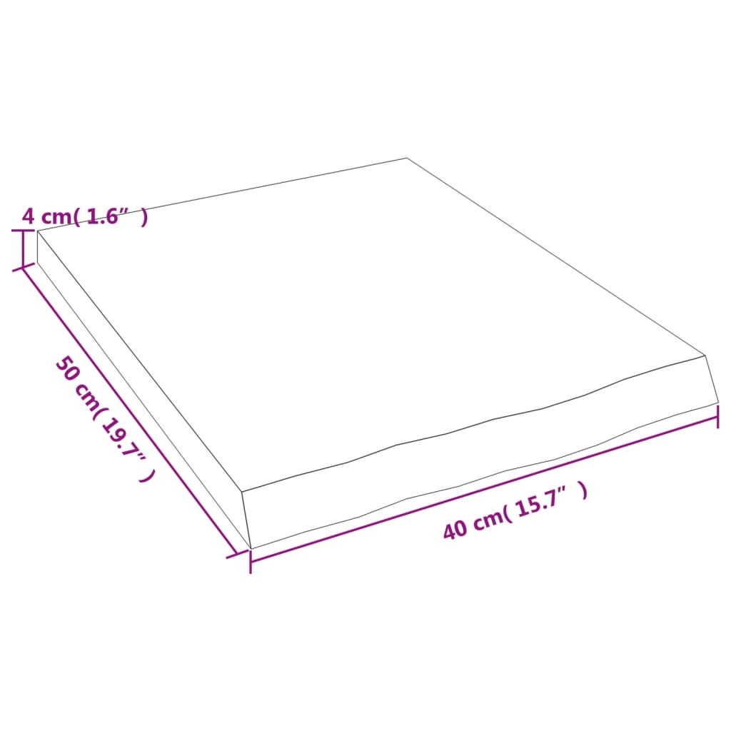 Ripiano a Parete 40x50x(2-4) cm Massello Rovere Non Trattato