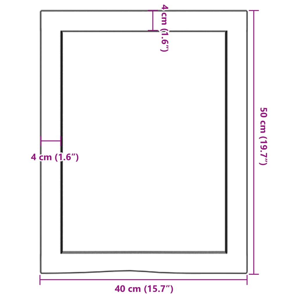 Ripiano a Parete 40x50x(2-4) cm Massello Rovere Non Trattato