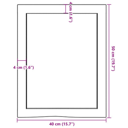 Ripiano a Parete 40x50x(2-4) cm Massello Rovere Non Trattato