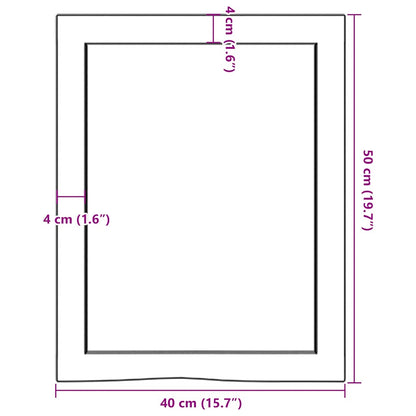 Ripiano a Parete 40x50x(2-4) cm Massello Rovere Non Trattato