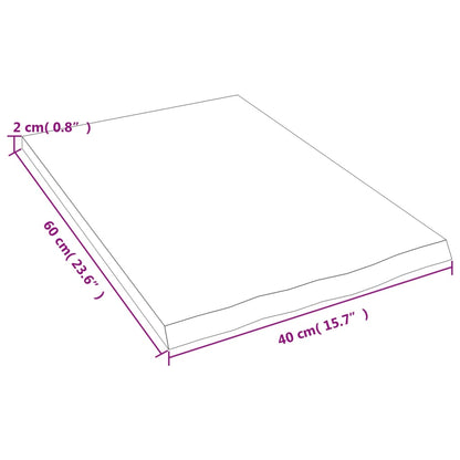 Ripiano a Parete 40x60x2 cm Legno Massello Rovere Non Trattato