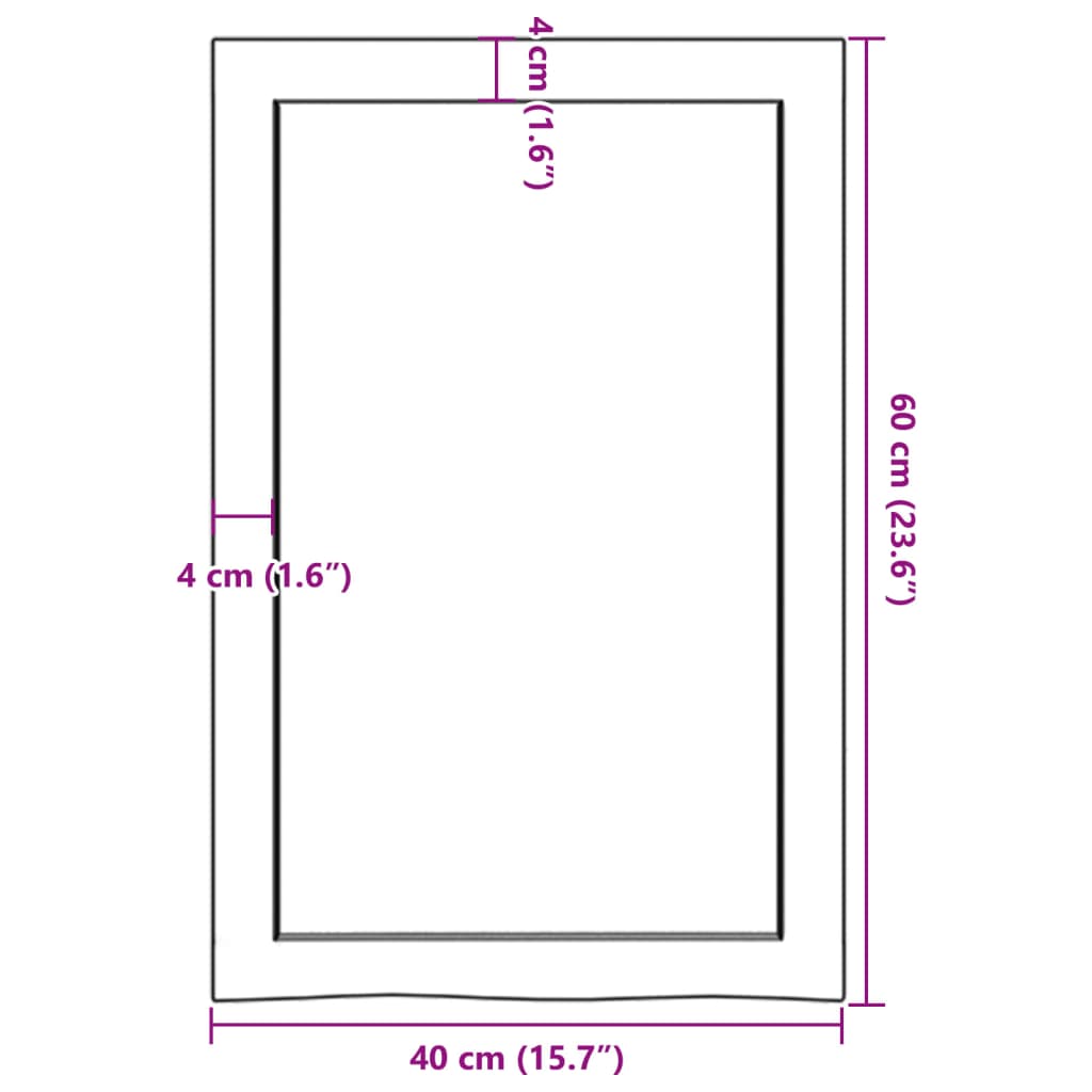 Ripiano a Parete 40x60x(2-6) cm Massello Rovere Non Trattato