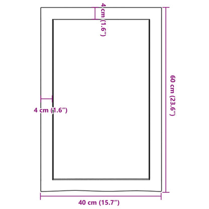 Ripiano a Parete 40x60x(2-6) cm Massello Rovere Non Trattato