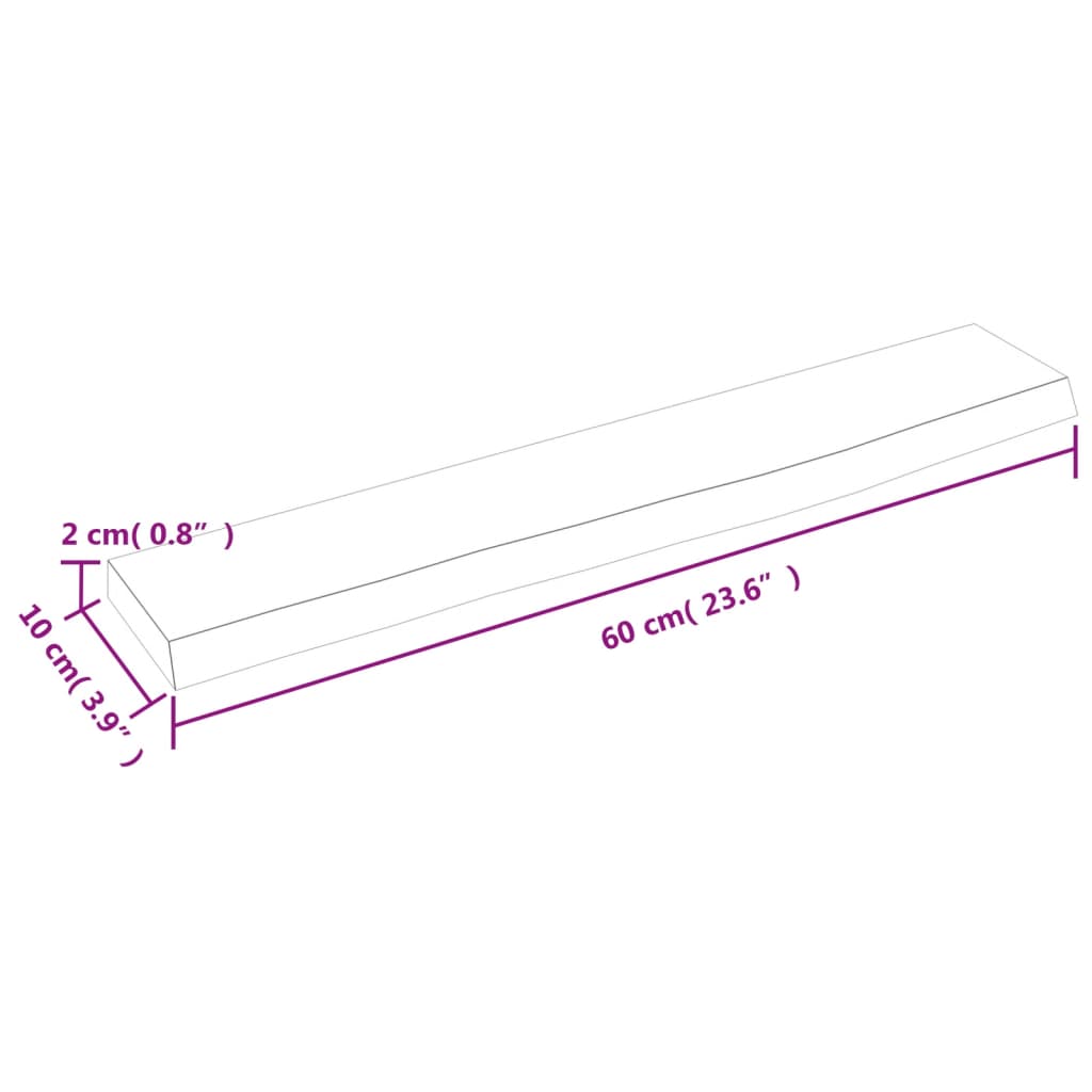 Ripiano a Parete 60x10x2 cm Legno Massello Rovere Non Trattato | homemem39