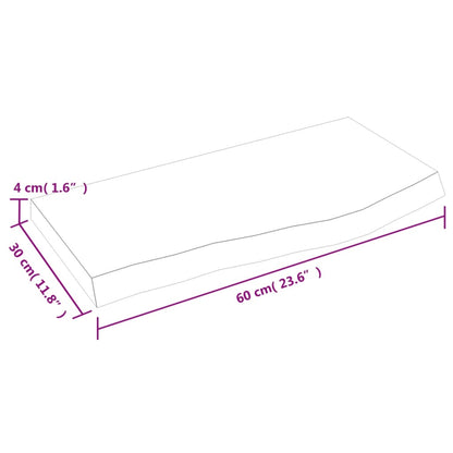 Ripiano a Parete 60x30x(2-4) cm Massello Rovere Non Trattato | homemem39