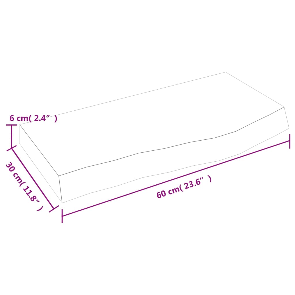 Ripiano a Parete 60x30x(2-6) cm Massello Rovere Non Trattato