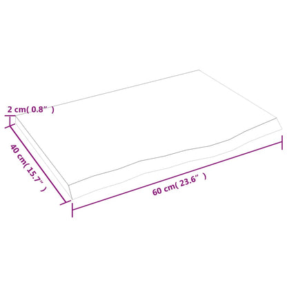 Ripiano a Parete 60x40x2 cm Legno Massello Rovere Non Trattato | homemem39