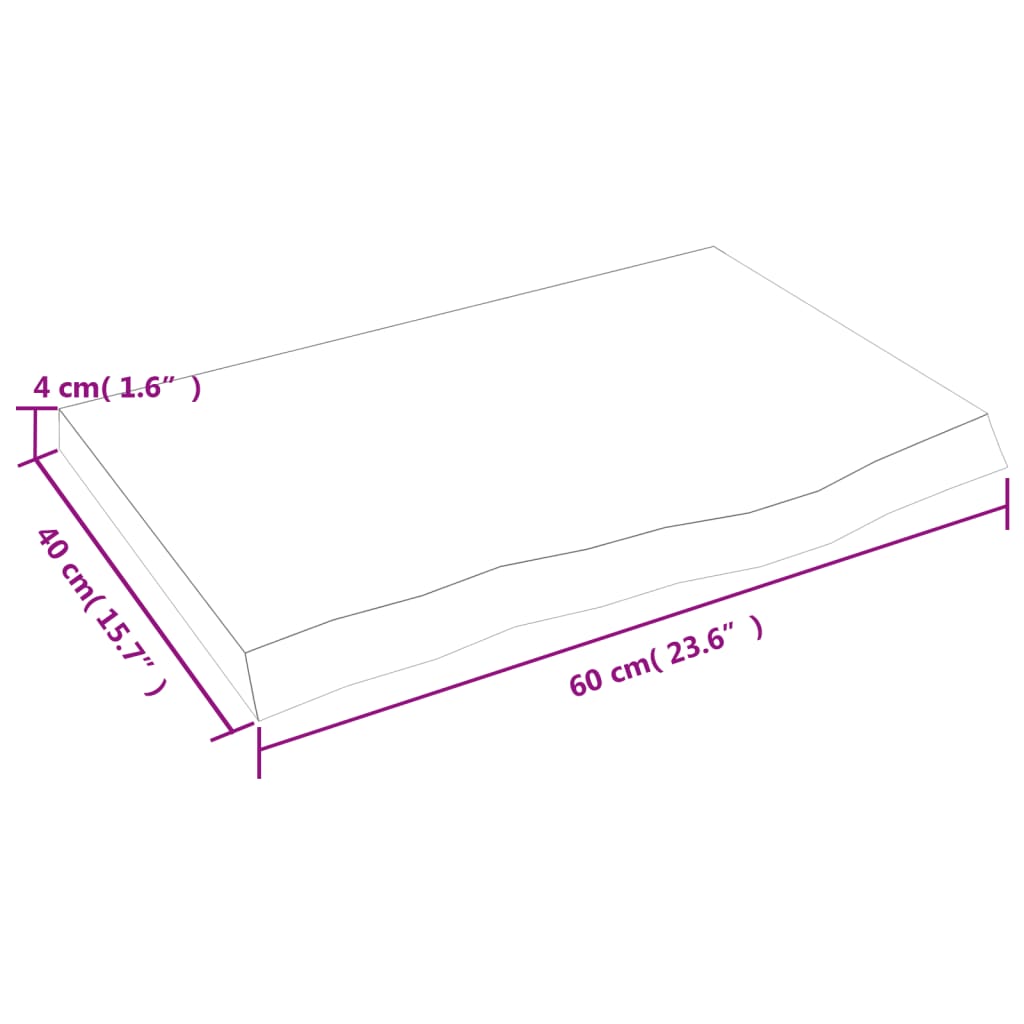 Ripiano a Parete 60x40x(2-4) cm Massello Rovere Non Trattato