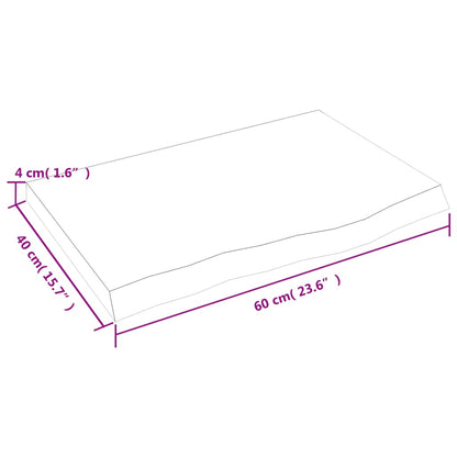 Ripiano a Parete 60x40x(2-4) cm Massello Rovere Non Trattato