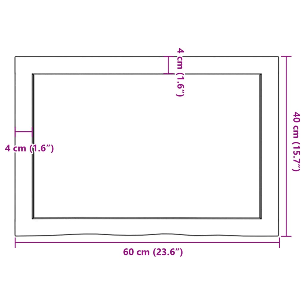 Ripiano a Parete 60x40x(2-6) cm Massello Rovere Non Trattato