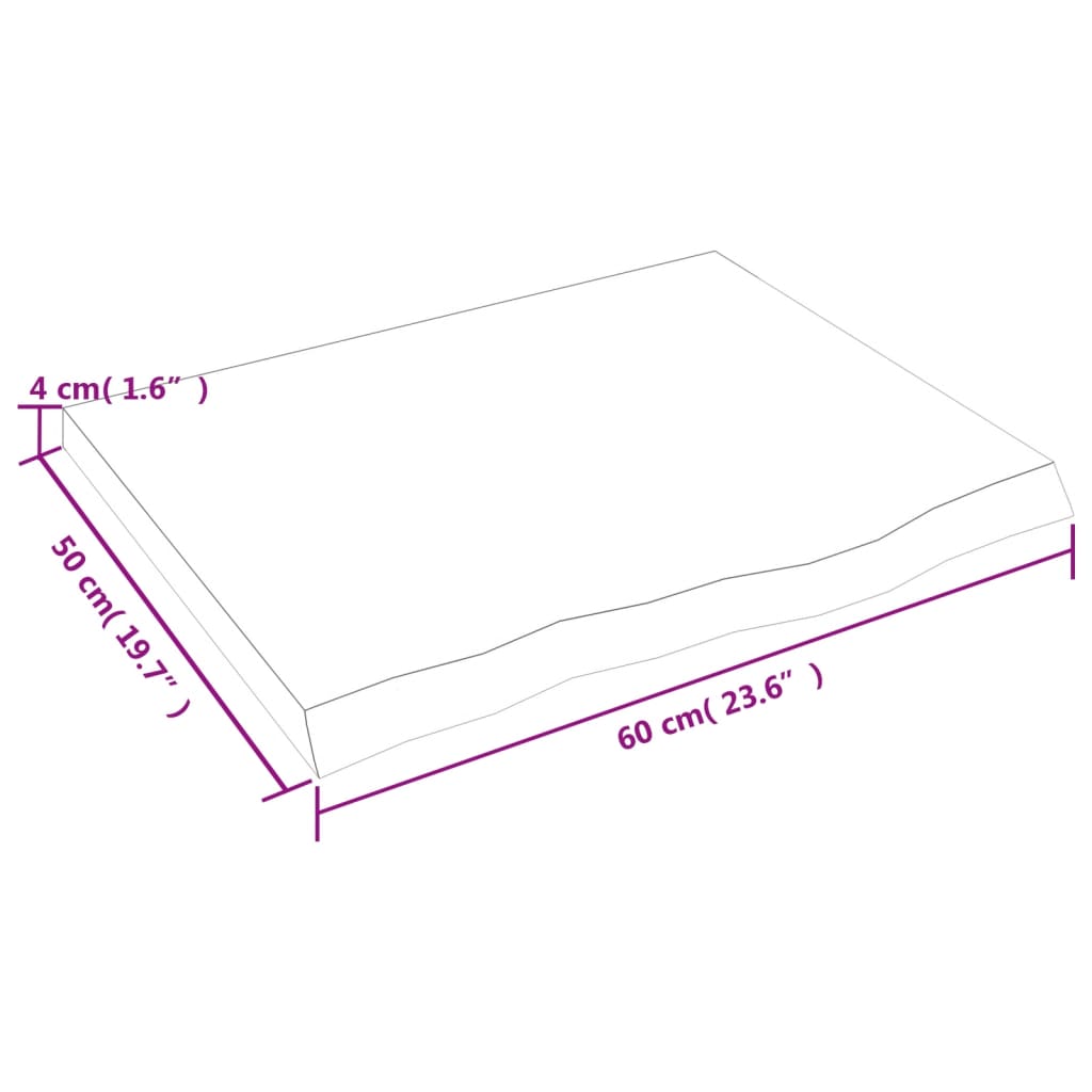 Ripiano a Parete 60x50x(2-4) cm Massello Rovere Non Trattato | homemem39