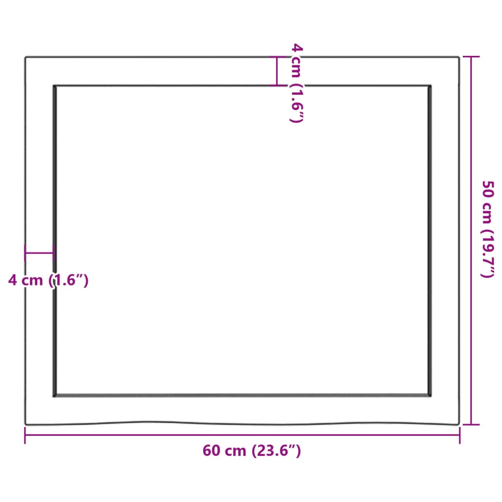 Ripiano a Parete 60x50x(2-6) cm Massello Rovere Non Trattato