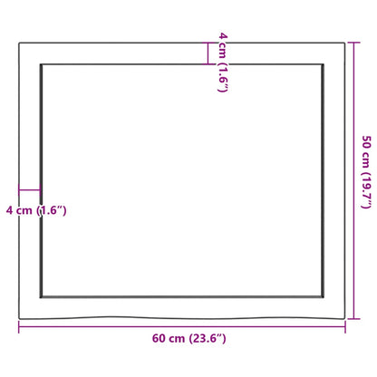 Ripiano a Parete 60x50x(2-6) cm Massello Rovere Non Trattato