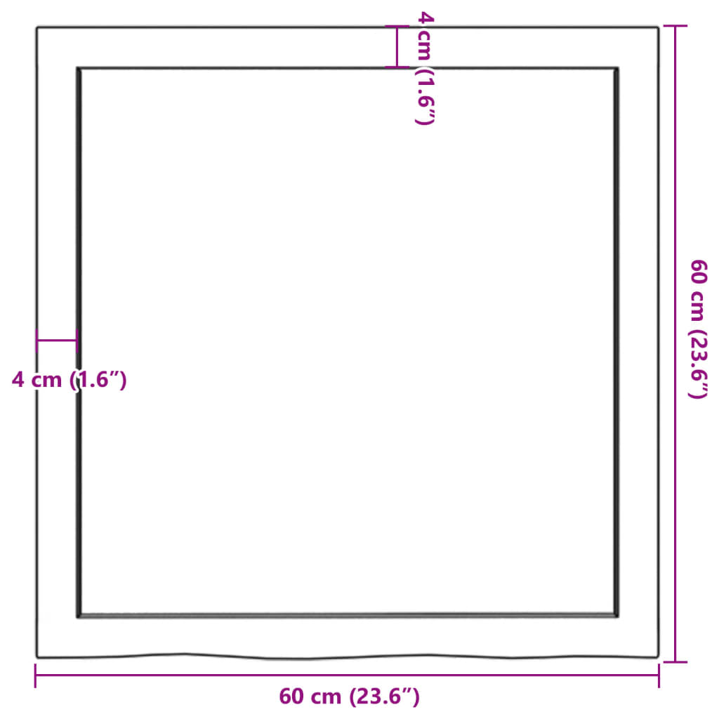 Ripiano a Parete 60x60x(2-4) cm Massello Rovere Non Trattato