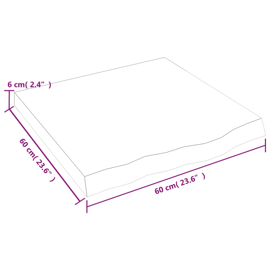 Ripiano a Parete 60x60x(2-6) cm Massello Rovere Non Trattato - homemem39