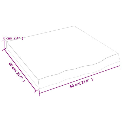 Ripiano a Parete 60x60x(2-6) cm Massello Rovere Non Trattato