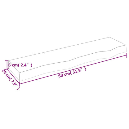 Ripiano a Parete 80x20x6 cm Legno Massello Rovere Non Trattato | homemem39