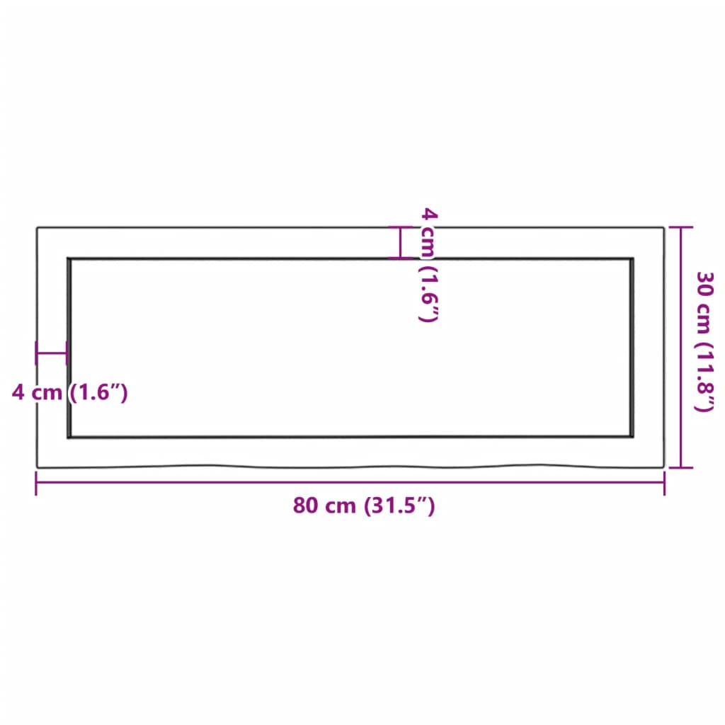 Ripiano a Parete 80x30x(2-6) cm Massello Rovere Non Trattato