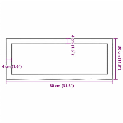 Ripiano a Parete 80x30x(2-6) cm Massello Rovere Non Trattato