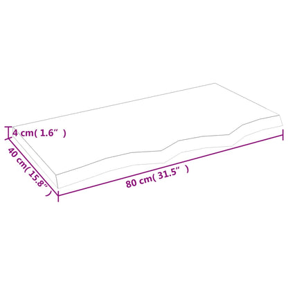 Ripiano a Parete 80x40x(2-4) cm Massello Rovere Non Trattato