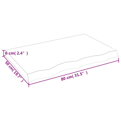 Ripiano a Parete 80x50x(2-6) cm Massello Rovere Non Trattato - homemem39