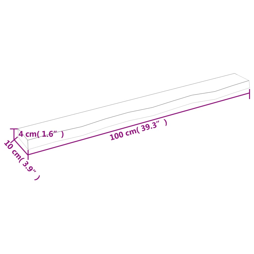 Ripiano a Parete 100x10x4 cm Legno Massello Rovere Non Trattato | homemem39