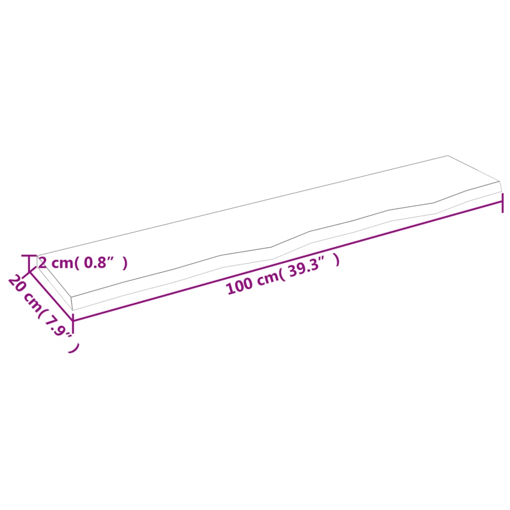 Ripiano a Parete 100x20x2 cm Legno Massello Rovere Non Trattato | homemem39