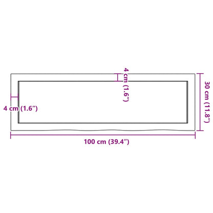 Ripiano a Parete 100x30x(2-4) cm Massello Rovere Non Trattato