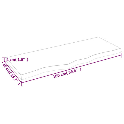 Ripiano a Parete 100x40x(2-4) cm Massello Rovere Non Trattato