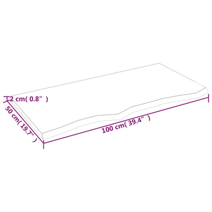 Ripiano a Parete 100x50x2 cm Legno Massello Rovere Non Trattato | homemem39