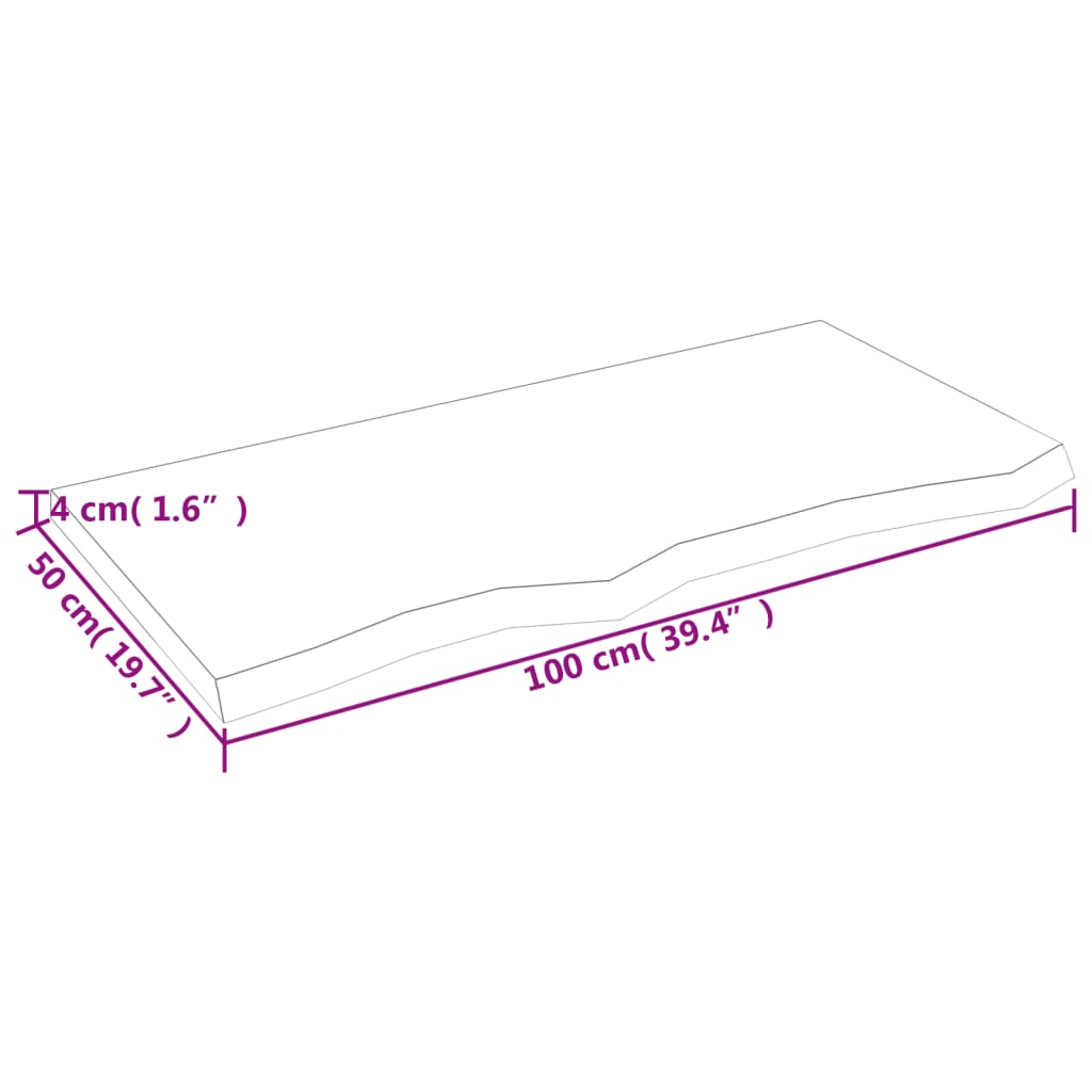 Ripiano a Parete 100x50x(2-4) cm Massello Rovere Non Trattato