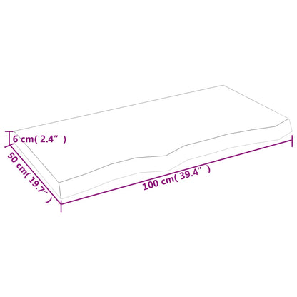 Ripiano a Parete 100x50x(2-6) cm Massello Rovere Non Trattato