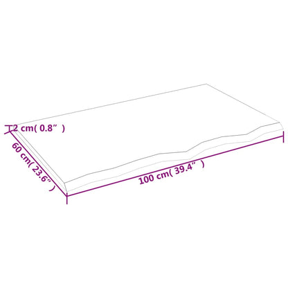 Ripiano a Parete 100x60x2 cm Legno Massello Rovere Non Trattato