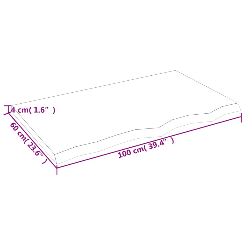 Ripiano a Parete 100x60x(2-4) cm Massello Rovere Non Trattato