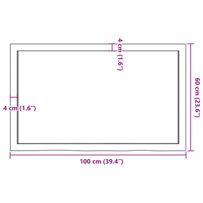 Ripiano a Parete 100x60x(2-4) cm Massello Rovere Non Trattato