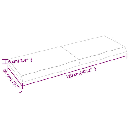 Ripiano a Parete 120x40x(2-6) cm Massello Rovere Non Trattato - homemem39