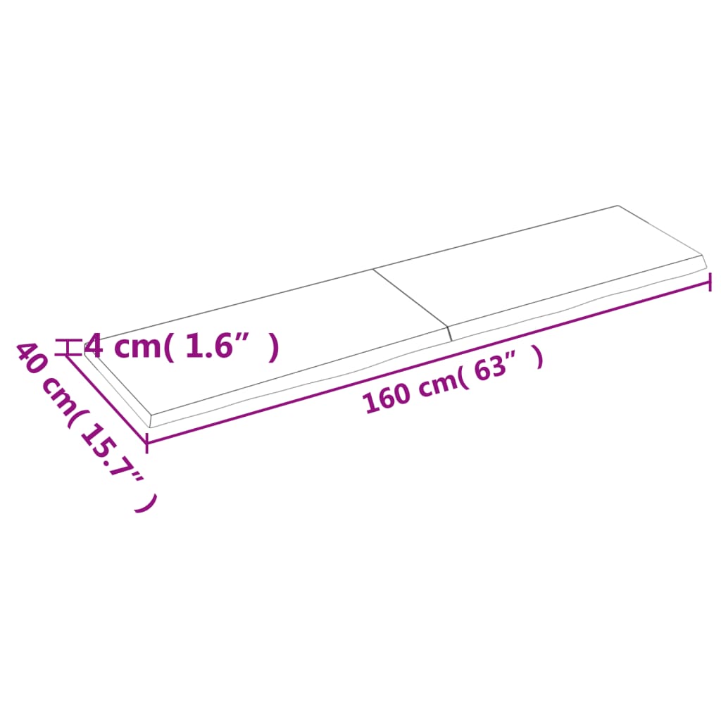 Ripiano a Parete 160x40x(2-4) cm Massello Rovere Non Trattato