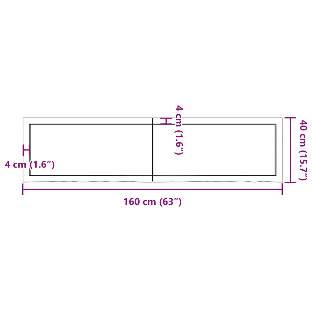 Ripiano a Parete 160x40x(2-4) cm Massello Rovere Non Trattato - homemem39