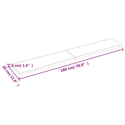 Ripiano a Parete 180x30x(2-4) cm Massello Rovere Non Trattato